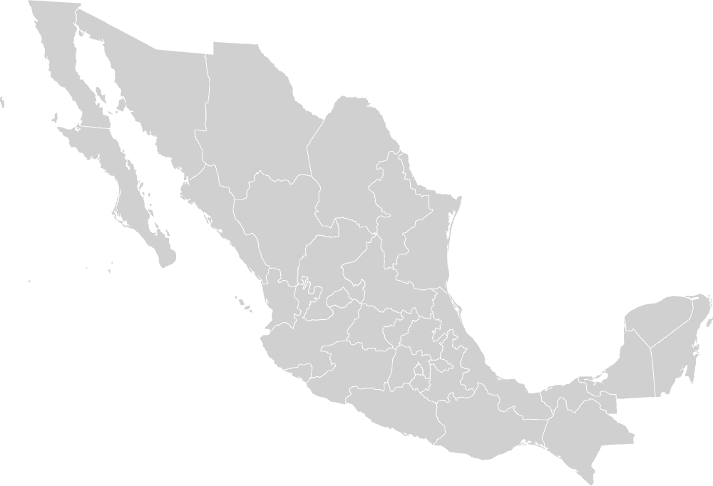 Mapa político de México con estados de alcance RENAVEX